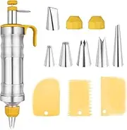 AstraLoom Professional Stainless Steel Icing Syringe Set - 6 Different Piping Nozzles, Perfect for Filling Jam, Ideal for Cupcakes and Creative Cake Decorating