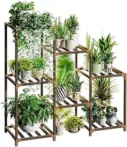 Plant Stand Indoor Plant Stands Wood Outdoor Tiered Plant Shelf for Multiple Plants, 3 Tiers 7 Potted Ladder Plant Holder Table Plant Pot Stand for Window Garden Balcony Living Room