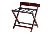 Dolphy Wooden Luggage Rack with Back Support - Foldable Oak Frame, Felt Wall Protector & Heavy-Duty Nylon Straps