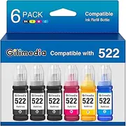 T522 522 Ink Refill Bottles-6 Pack Replacements for 522 Ink Refill Bottles Compatible with Epson Printer ET-2720 ET-2800 ET-2803 ET-2840 ET-4700 ET-4800 ET-4810