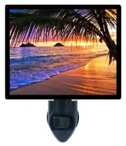 Tropical Decorative Photo Night Light, Pacific Sunrise, Sunset, Palm Trees