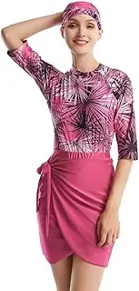 [Generic] Modest Swimsuits for Women Girls, Muslim Swimwear Short Sleeve with Swim Skirt Set