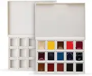 [DANIEL SMITH] 285650009 Extra Fine Solid Watercolor Paint, Ultimate Tomics, 15-Color Set, Half Pan, Plastic Case and 15 Empty Containers