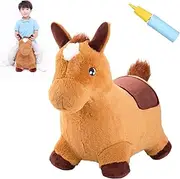 Inpany Bouncy Horse for Toddlers - Bouncing Horse Hopper, Ride on Animal Toys for 18 Months 2 3 4 5 Year Old Girls Boys, Inflatable Horse Gifts - Plush Covered (Include Pump)