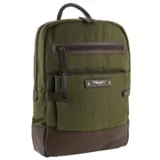 Police Rustic Canvas Laptop Buisness Travel Backpack Bag 35x10x41cm Dark Olive