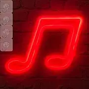 VIFULIN Music Note Light Music Neon Sign Music Note Lamp, LED Music Light Red Musical Night Light, Hanging Musical Lights with 4 Hooks, USB/Battery Operated Neon Music Sign Music Wall Decor(Red)