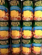 12x Yellow Cling Sliced Peach Mission Pride Light Syrup