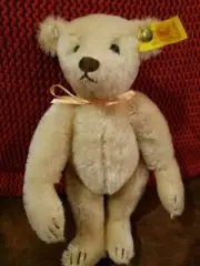 ~Steiff Bear Mohair lt Tan 0157/26 Pin & Tag TAG 9"