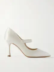 [Manolo Blahnik] Manolo Blahnik - Campari Bridal 90 Grosgrain-trimmed Satin Mary Jane Pumps - Cream - IT40 IT 40 Cream