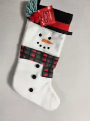 New St Nicholas Square Christmas Stocking White Snowman Felt Mistletoe Berries