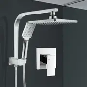 ACA Chrome Square Shower Head Set With Mixer Tap 8" Rain Handheld Heads WELS High Pressure