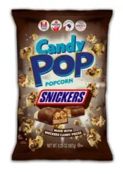 Snack Pop Snickers Candy Coated Popcorn Made with Real Candy Pieces Drizzled ...