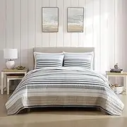 Nautica - Queen Quilt Set, Reversible Cotton Bedding with Matching Shams, Modern Home Decor for All Seasons (Dover Beige, Queen)