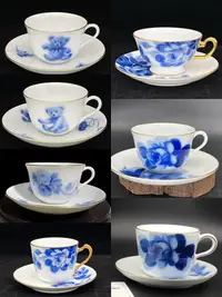 在飛比找Yahoo!奇摩拍賣優惠-日本OKURA大倉陶園 岡染藍玫瑰 紅茶杯 咖啡杯 泰迪熊