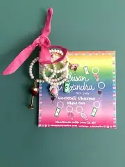 SUSAN ALEXANDRA Snack Set of 4 Imitation Pearl Wine Glass Charms NEW $86