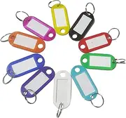 70-Pack Plastic Key Ring Tags with Labels - Multi-Purpose Colored Key Identifiers for USB Drives, Pet ID, Luggage & Keychains | Durable Name Tags & Organization Labels