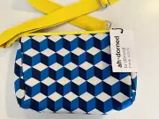 NWT Ah-Dorned Neoprene Crossbody Bag Yellow, Blue & Cream Geometric Print NEW