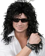 Rock God Black Costume Wig