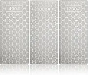 3Pcs Diamond Sharpening Stone Set Diamond Plate Professional Bench Stone for Kitchen Sharpening Dull Blunt or Tired Edges, 5.9 x 2.48 Inches(400 Grit, 1000 Grit, 1200 Grit)