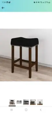 Nathan James Hylie Nailhead Wood Pub Height Kitchen Counter Bar Stool