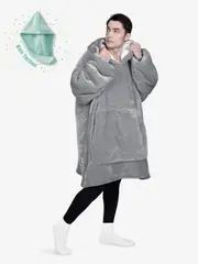 Advwin Wearable Blanket Oversized Comfort Hoodie Adult Light Grey