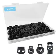 40 Pcs Toggle Stopper Drawstring Cord Lock Lanyard Cord Clips for Shoelace Bags