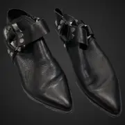 DV Dolce Vida Slip On Pointy Toe Mules Harness Black Booties Leather 9.5