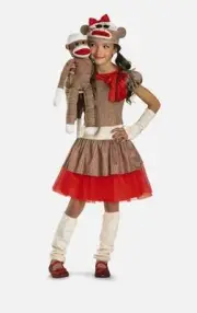 Disguise Sock Monkey Child Costume Girls Small 4-6 B2743