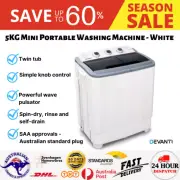 Mini Portable Washing Machine 5KG Twin Tub Spin-Dry Rinse Self-Drain Powerful