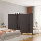 Foldable Room Dividers 4 Panel Screen Privacy Stand Bedroom Partition Brown