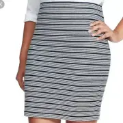 Ann Taylor LOFT Womens XS Stretch Striped Pull On Straight Pencil Skirt 1667