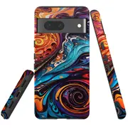 For Google Pixel 7 Tough Protective Cover, Swirling Paint