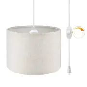 Plug in Pendant Light,15 FT Hanging Lamp with Plug in Cord, Beige-Dimmable
