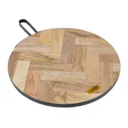 Academy James Serving Board Round Natural & Black 40.5x30.5x2cm