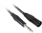 Rockville RCXMB3B 3' Male REAN XLR to 1/4'' TRS Cable Black 100% Copper