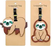 Givotin Sloth Luggage Tags 2-Pack Cute Silicone Suitcase Label