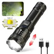 High Strong Power Led Flashlights 2000LM Tactical Torch with Display Light USB C