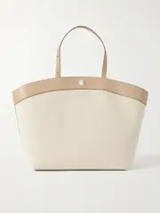 [Savette] Savette - Tondo Large Leather-trimmed Canvas Tote - Beige - One size One size Neutrals