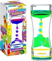LiVOND Liquid Motion Bubbler Timer, Colorful Liquid Hourglass Sensory Toys for Relaxation & Calming,Fidget Toy for Adults & Kids, Decor for Table, Office, Shelf or Study (Yellow/Blue)