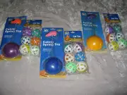 Catnip Spring Cat Toy 6 Pack Play Balls Bell Exercise Kitten Mouse Pet NEW!
