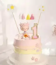 15cm Pink One Cake Topper Crown Girl 1st first cake topper queen cake topper