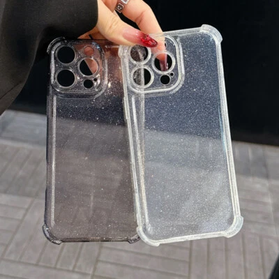 Shockproof Silicone Glitter Clear Case For iPhone 16 15 Pro Max 14 13 12 Cover