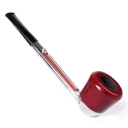 Aluminum Metal Tobacco Pipe Straight Shank Stem Smoking Pipe Briar Wooden Bowl