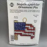 Sequin Sparkler Ornament Pin Kit 5716 Flag NMI NOS Bar Pin Included America