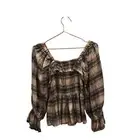 Angie new with tag Plaid Scrunch Peasant Top size small