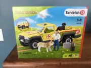 Schleich Veternarian Farm Visit #42503 NEW IN BOX, Vet, Truck, Calf, Dog, Kitten