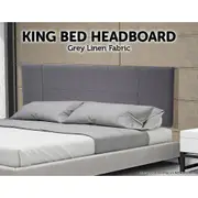 Linen Fabric King Bed Headboard Bedhead Bedroom Furniture - Grey