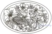 Hummingbird Petunia Flowers Oval Wood Mounted Rubber Stamp NORTHWOODS P6923 New