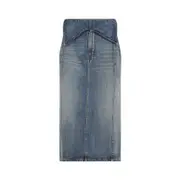 [Alexander Mcqueen] Alexander Mcqueen-Blue Cotton Midi Skirt-Donna 42 IT