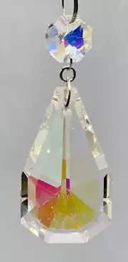 50mm Faceted Teardrop Rainbow Prism Crystal Hanging Ornament Sun-catcher 5.75"